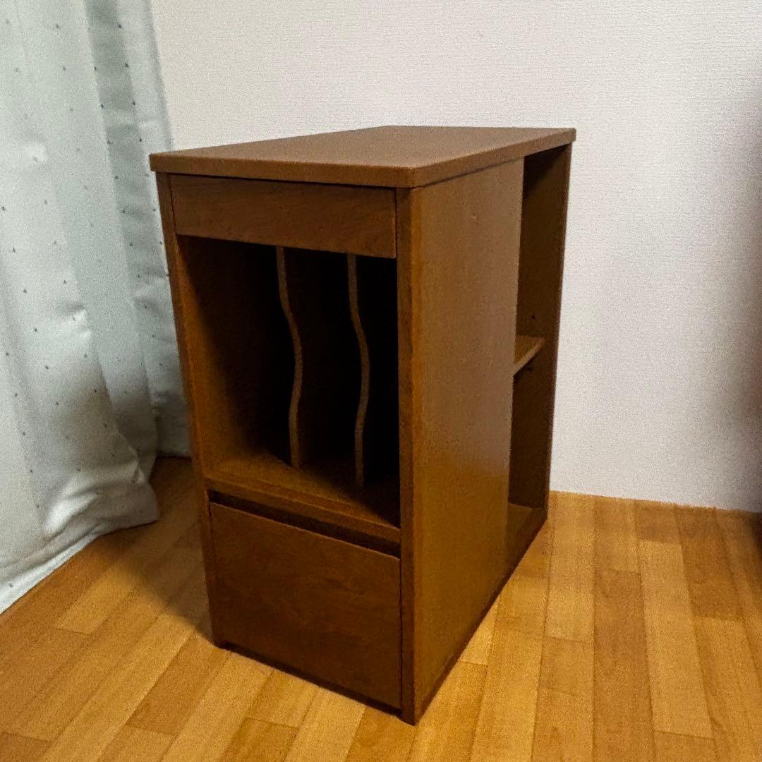 浜本工芸 電話台 木製電話台・ファックス台 引き出し付　本棚　マガジンラック