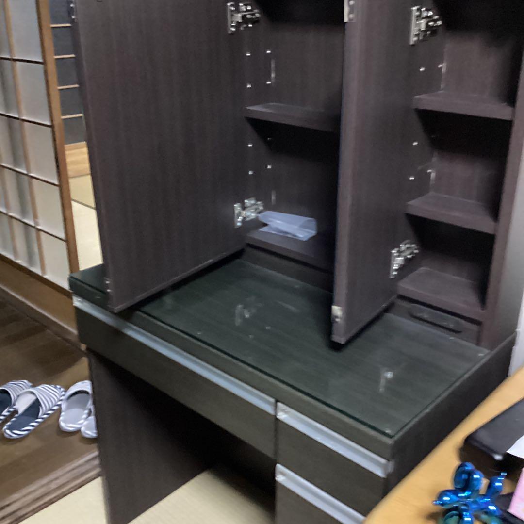 ニトリ　ダークブラウン 三面鏡 ドレッサー