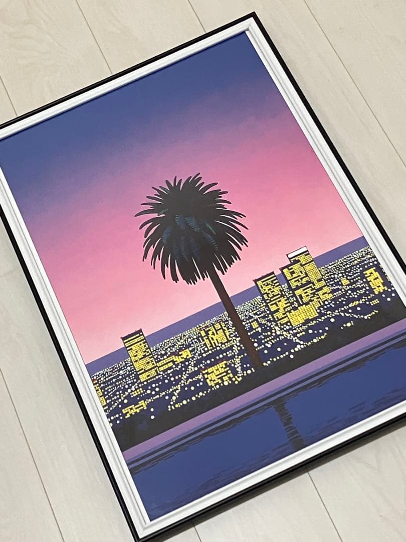 【額縁付き】 永井博（Hiroshi Nagai） A2ポスター　紫