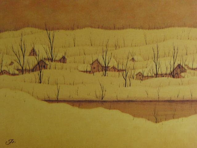 福井良之助、『雪景』、希少な画集より、新品高級額・額装付
