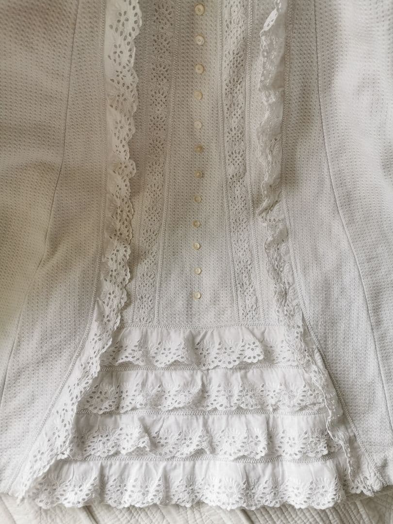 追加❁アンティークベビードレス 初宮詣 ピケドプロヴァンス パール釦ガロンレース