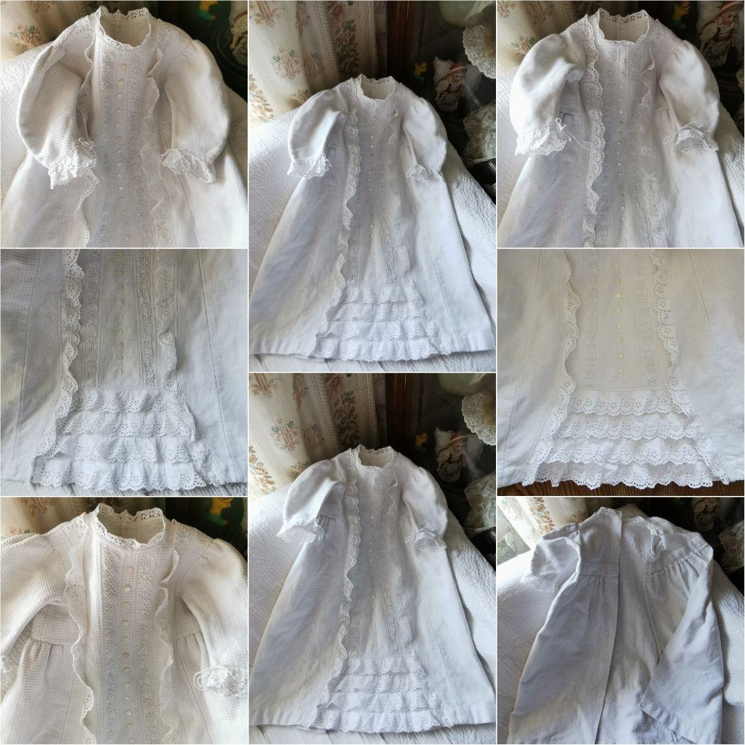 追加❁アンティークベビードレス 初宮詣 ピケドプロヴァンス パール釦ガロンレース