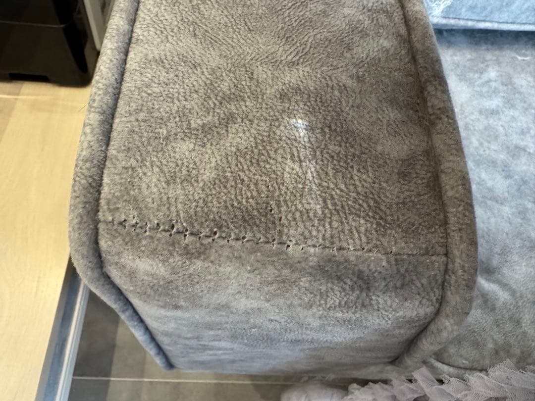 スウェード調カウチソファ(オットマン付き)