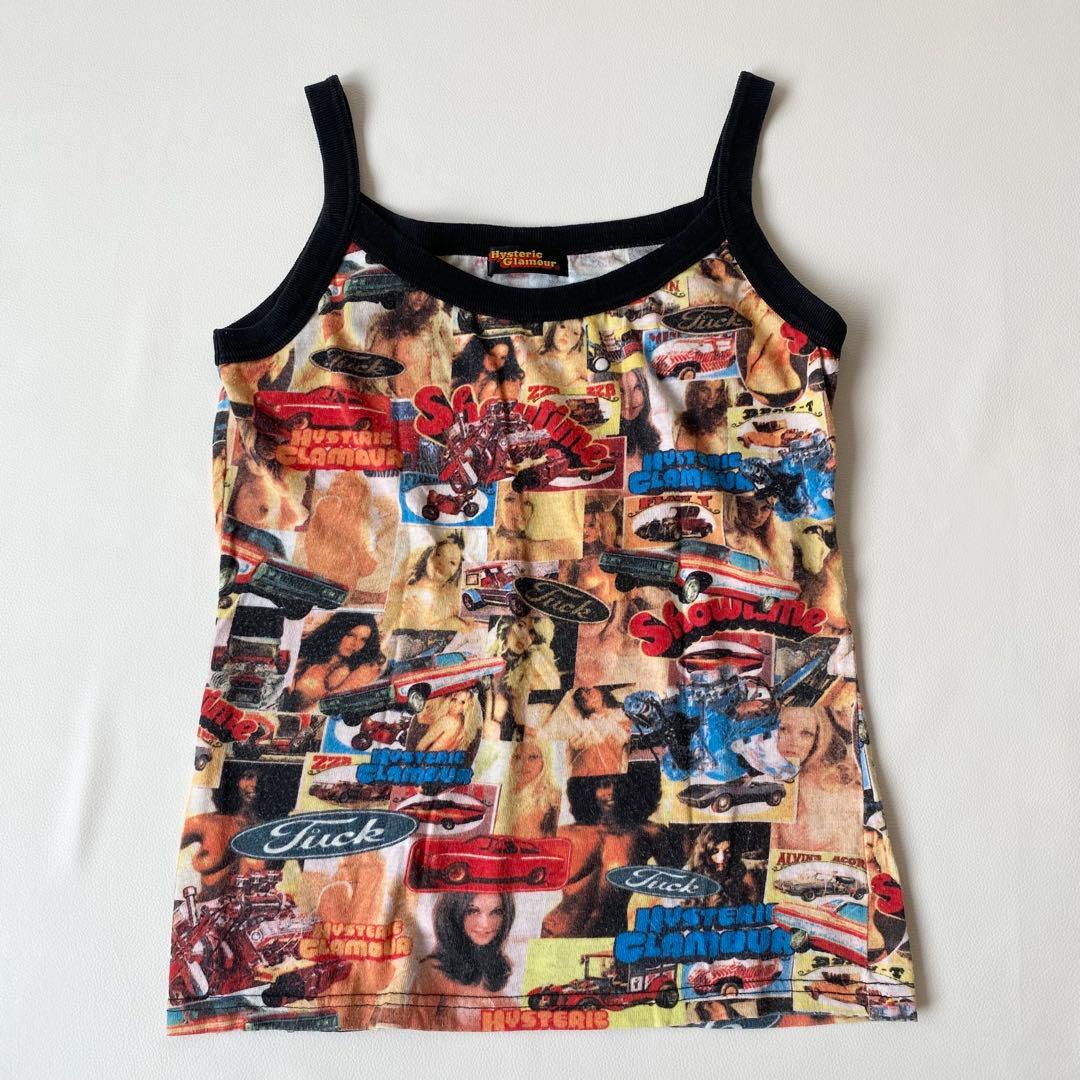 ヒステリックグラマー　タンクトップ　初期タグ　ガール総柄　ロゴ　キャミソール