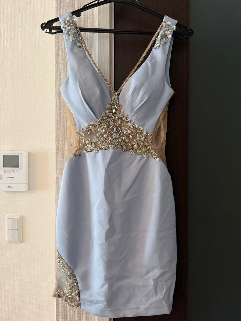 AR ANGELR 水色 Vネックドレス S キャバドレス