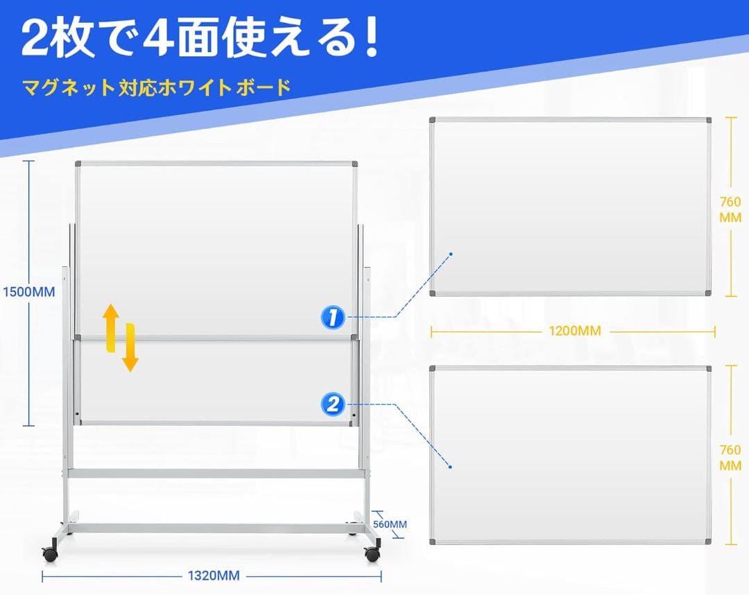 新品 Swansea ホワイトボード 4面 1200mm×760mm