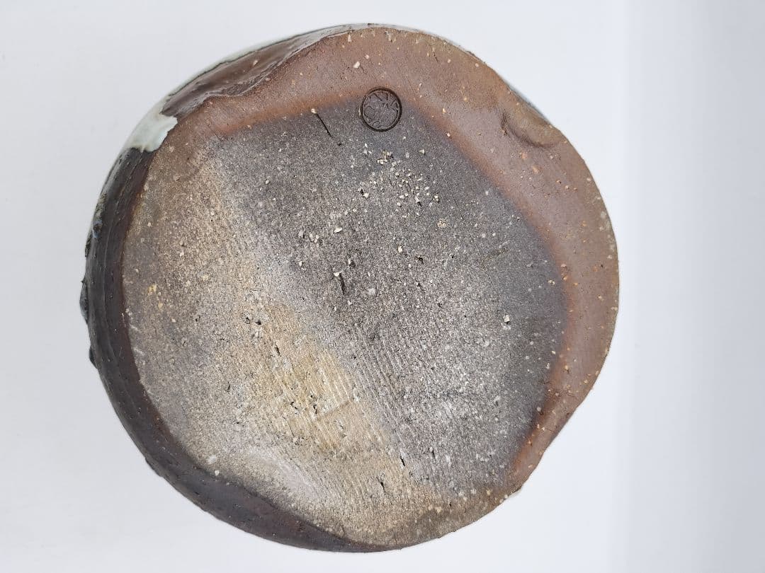 b521 【未使用】水指 萩 窯変 耳付 岡田裕 木箱 茶道具 古物