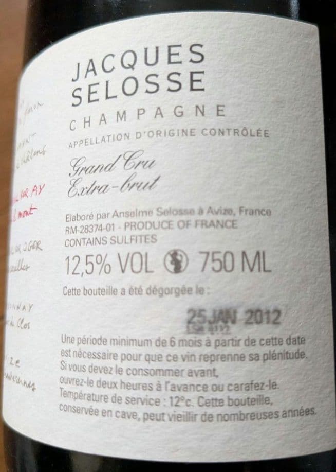 シャンパン ジャックセロス 2012 JAN 25 リューディ スー・ル・モン