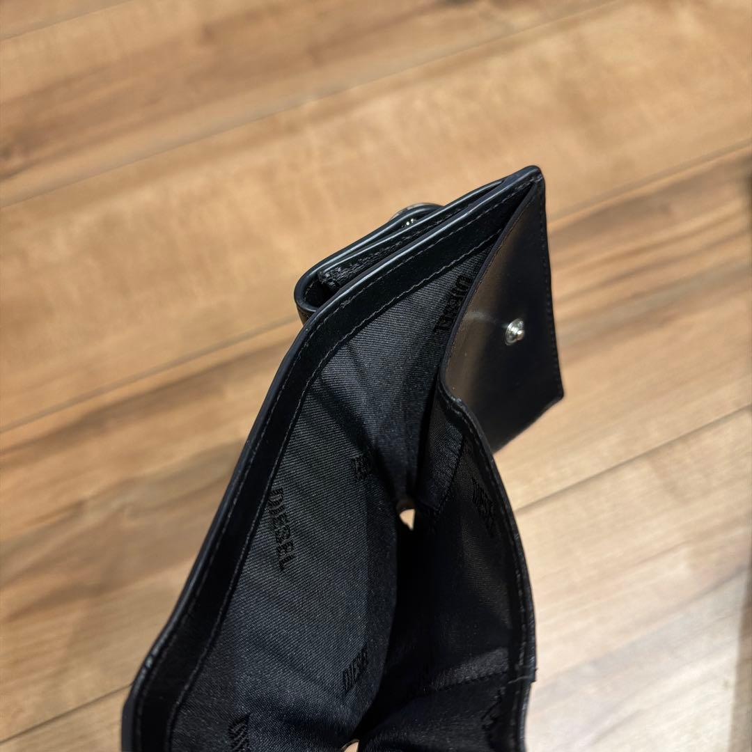 DIESEL ブラックレザー 三つ折り財布
