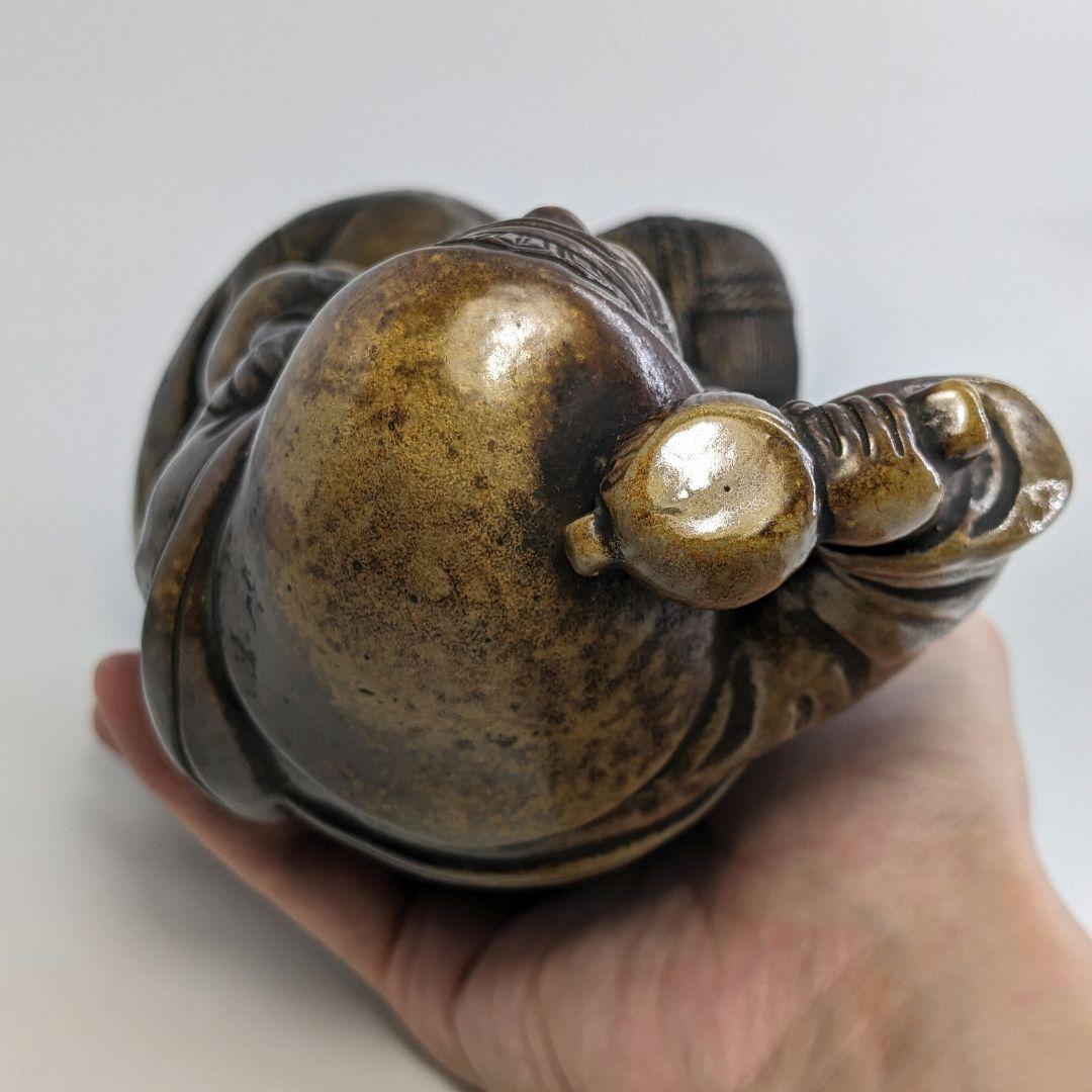 明治～昭和初期 備前焼 大黒天像 置物 七福神 打ち出の小槌 縁起物 工芸品