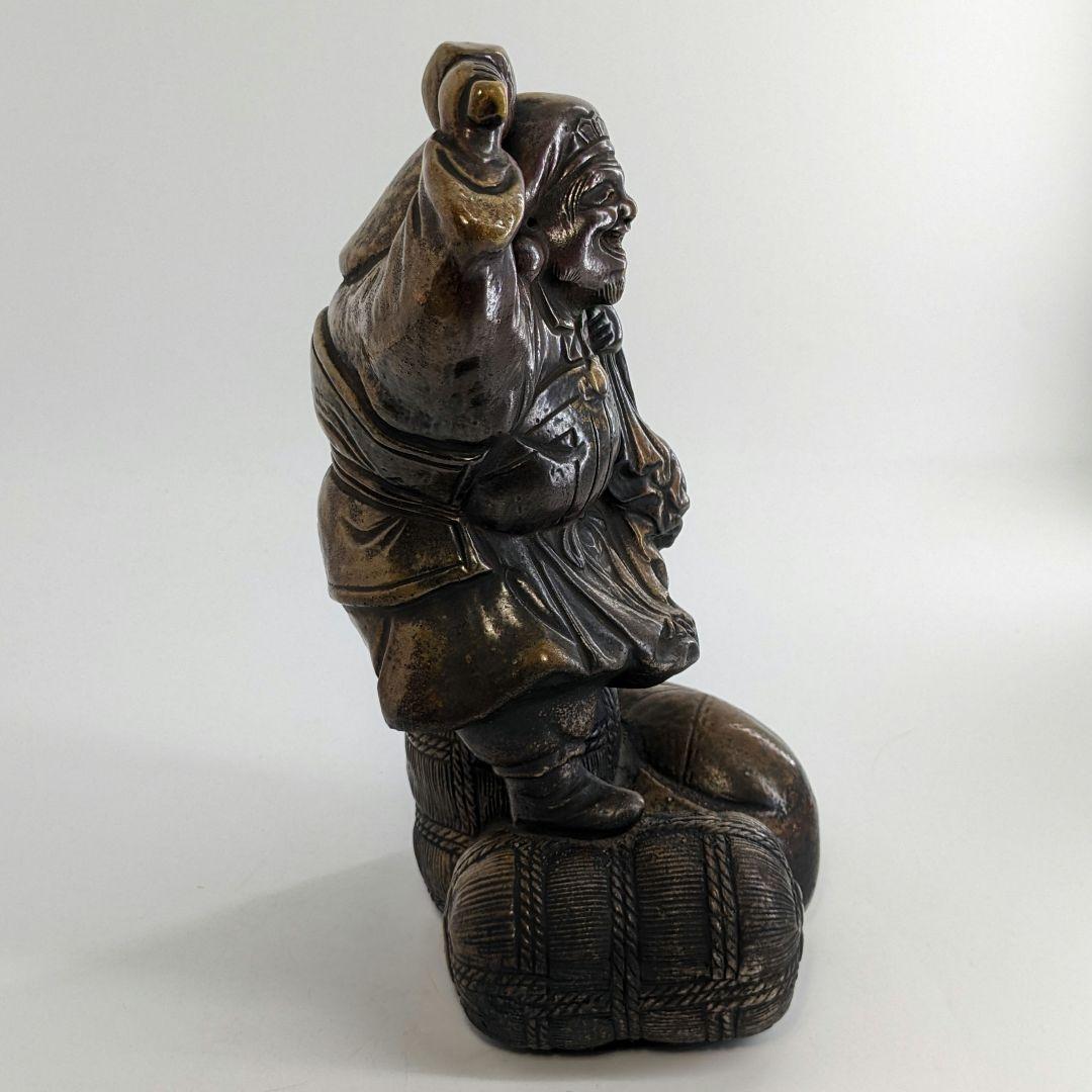 明治～昭和初期 備前焼 大黒天像 置物 七福神 打ち出の小槌 縁起物 工芸品