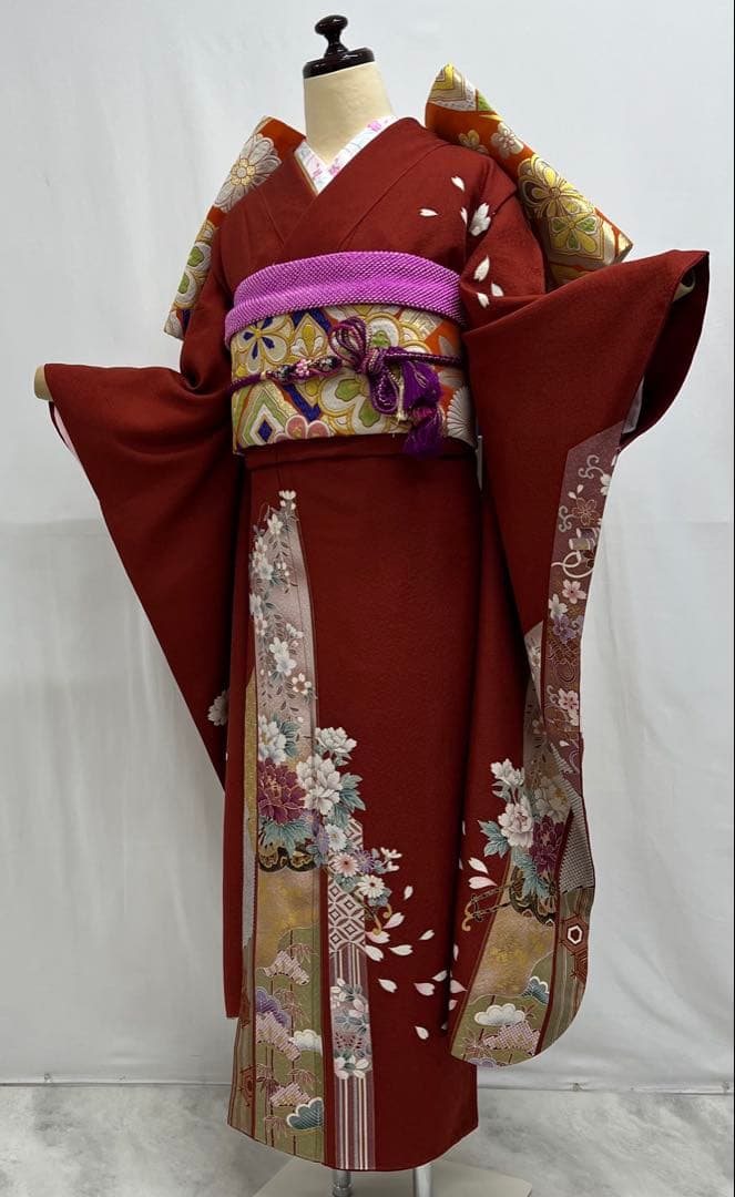 振り袖　フルセット　長襦袢　金彩加工　刺繍入り　成人式　全通長尺袋帯　608