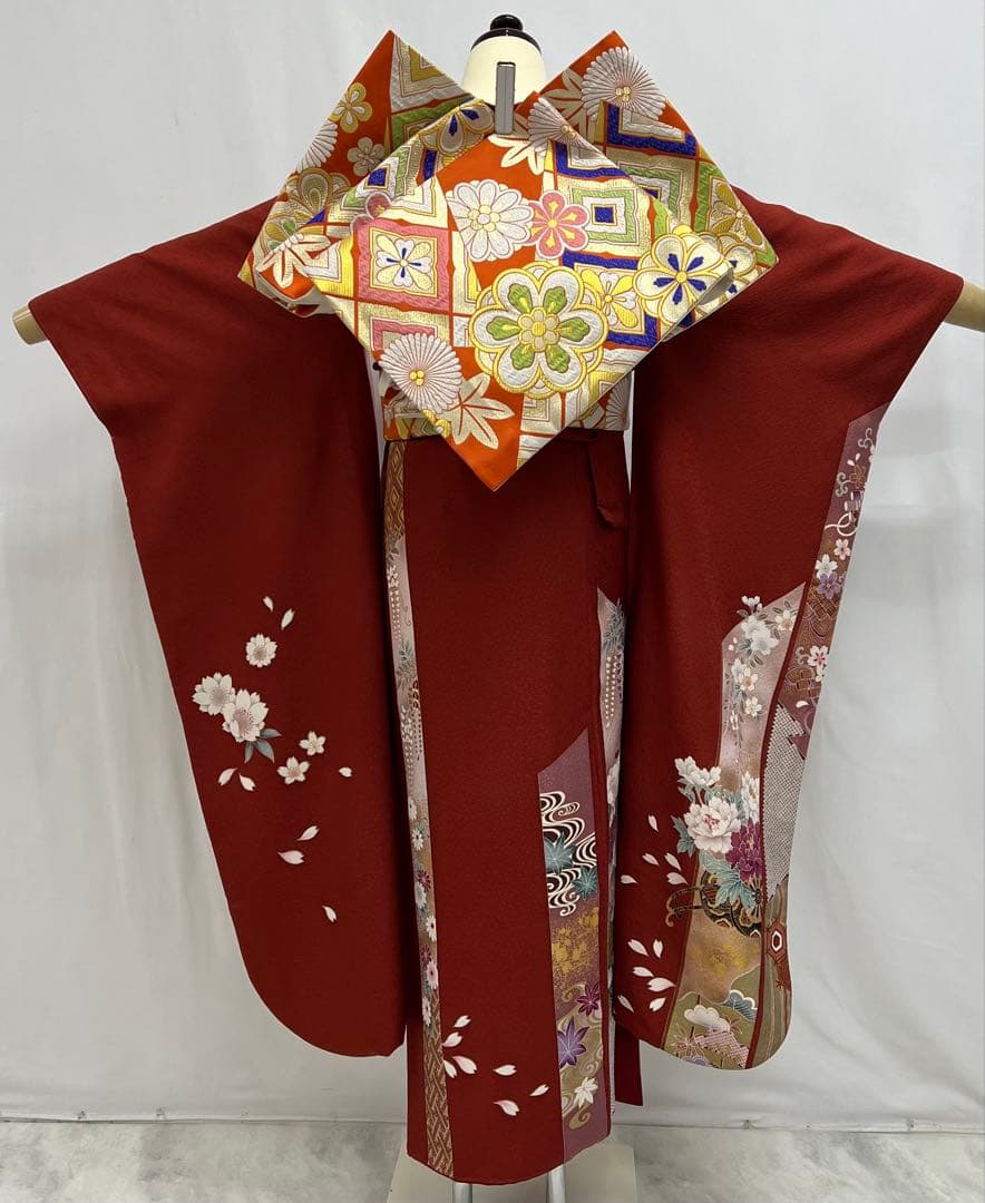 振り袖　フルセット　長襦袢　金彩加工　刺繍入り　成人式　全通長尺袋帯　608