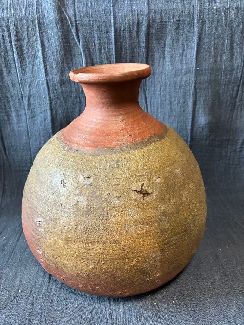 古備前　蕪徳利　被せ焼　酒器　花入れ