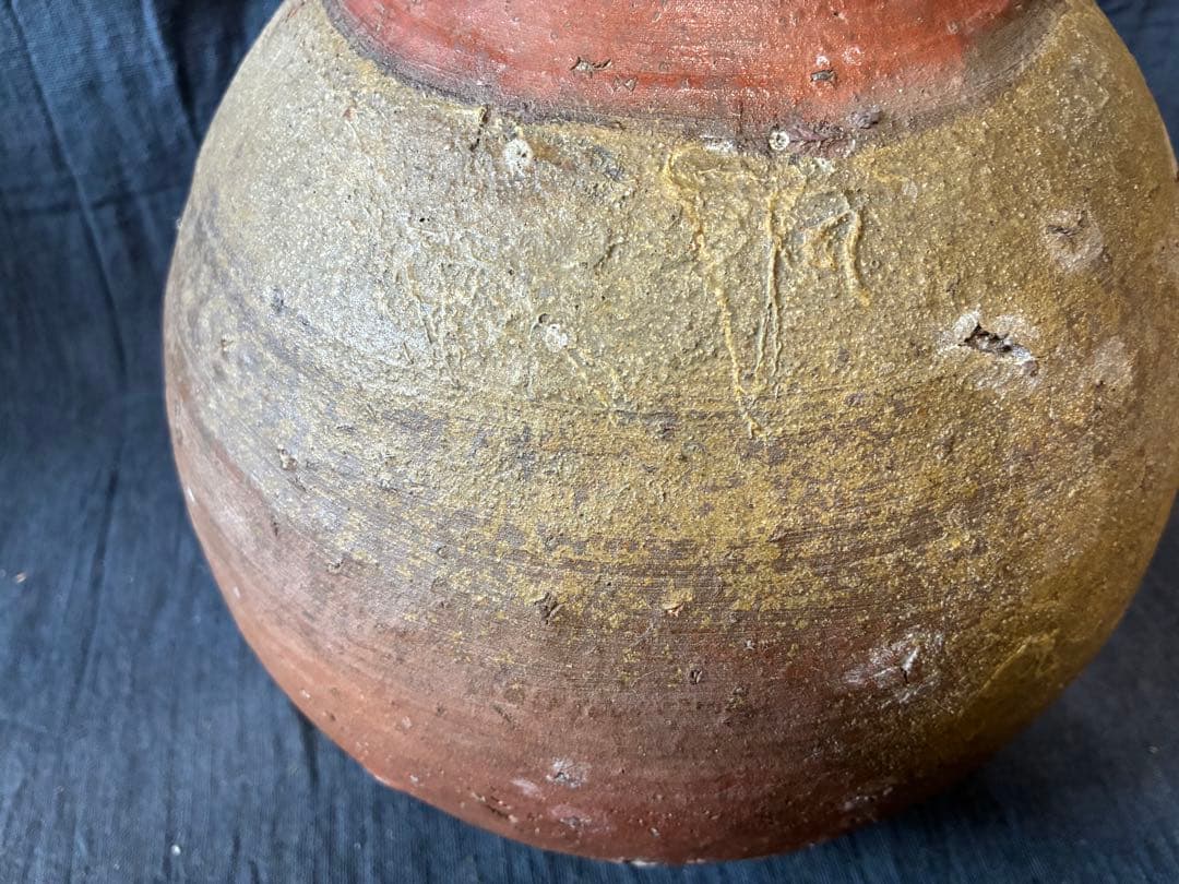 古備前　蕪徳利　被せ焼　酒器　花入れ