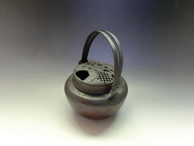 手炉■手焙り 松 門紋 透かし 古い茶道古民具古銅器 手火鉢 手あぶり 火器