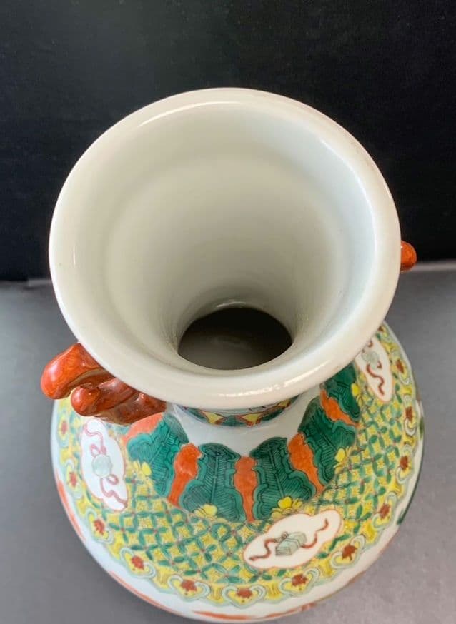 大清康熙年製 中国 壺 大型 獣耳 骨董 アンティーク 陶器製 松絵