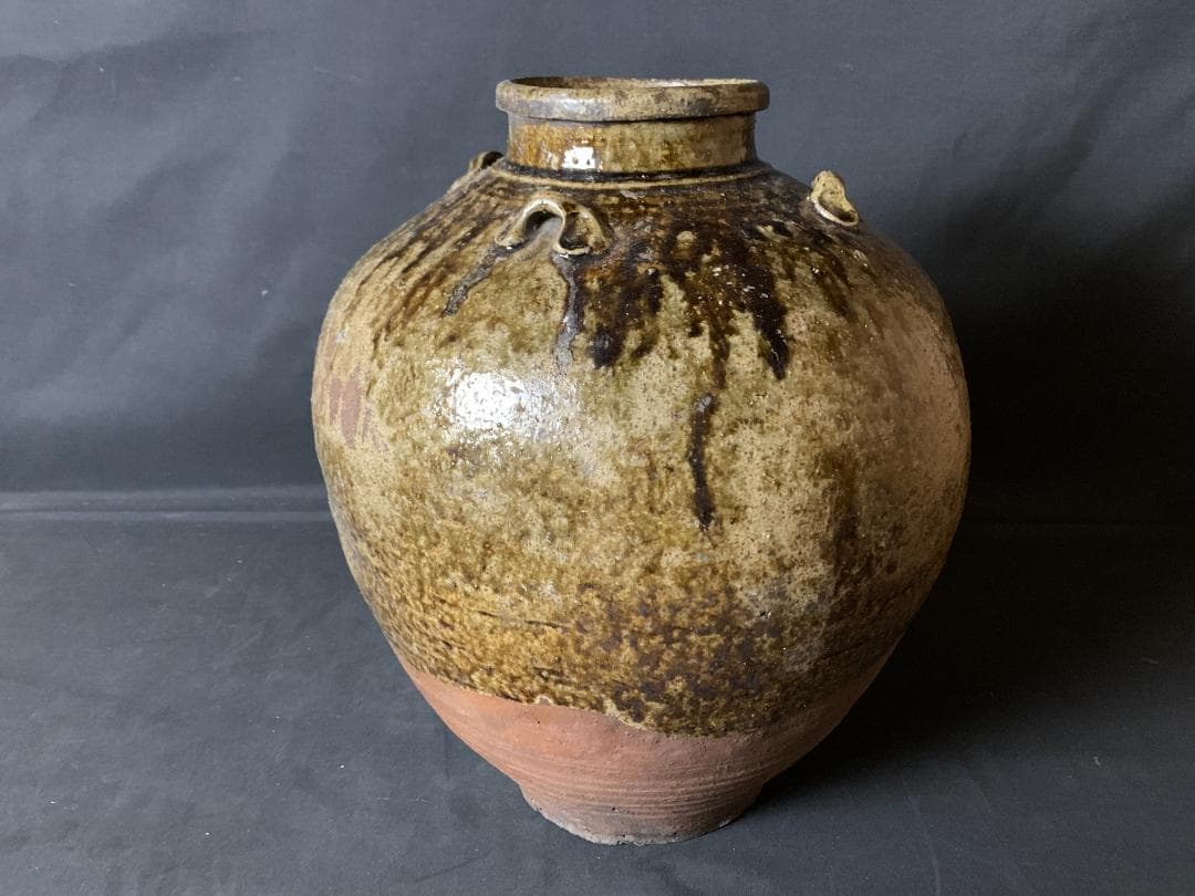 古丹波 自然釉 四耳 茶壷 桃山～江戸前期 739