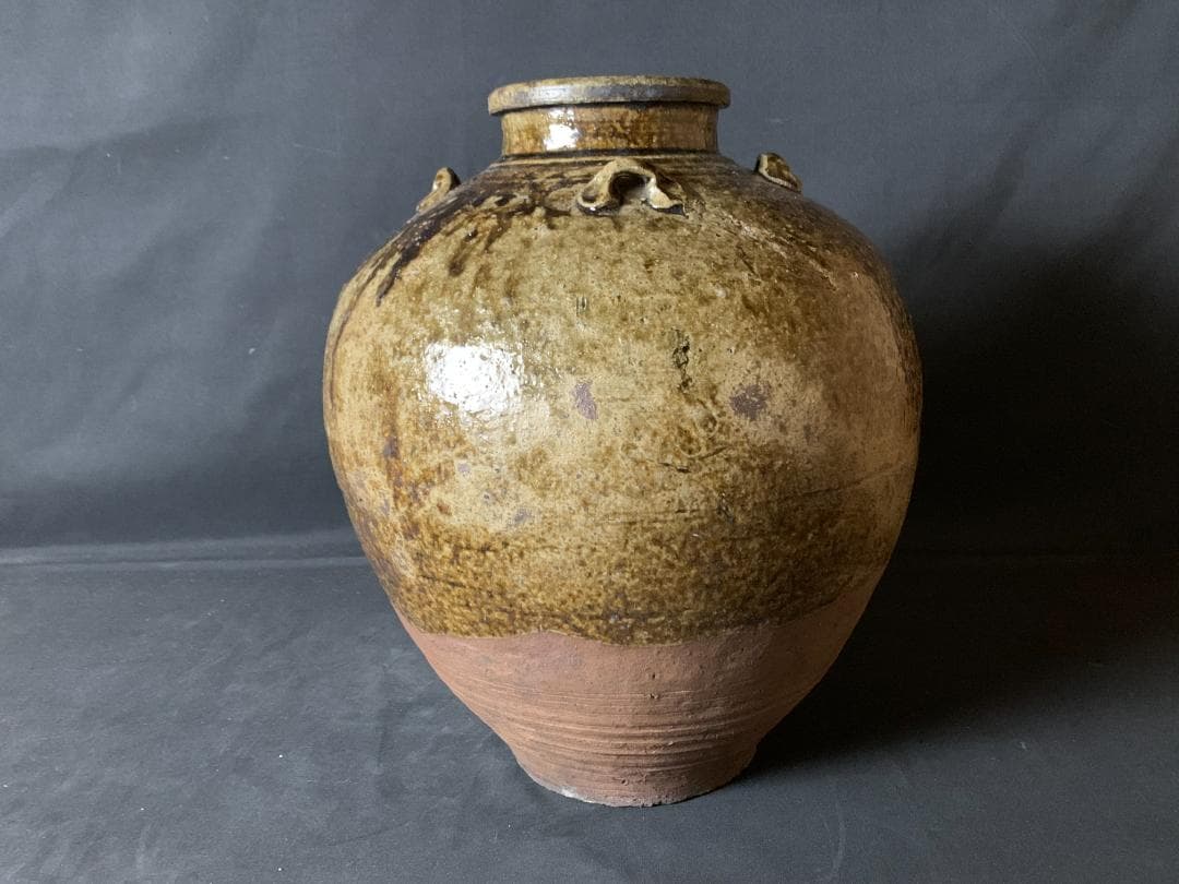 古丹波 自然釉 四耳 茶壷 桃山～江戸前期 739