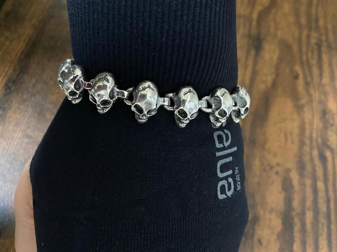 ちゃんぽん【新品・重厚64g】シルバー925 メンズ スカル ブレスレット
