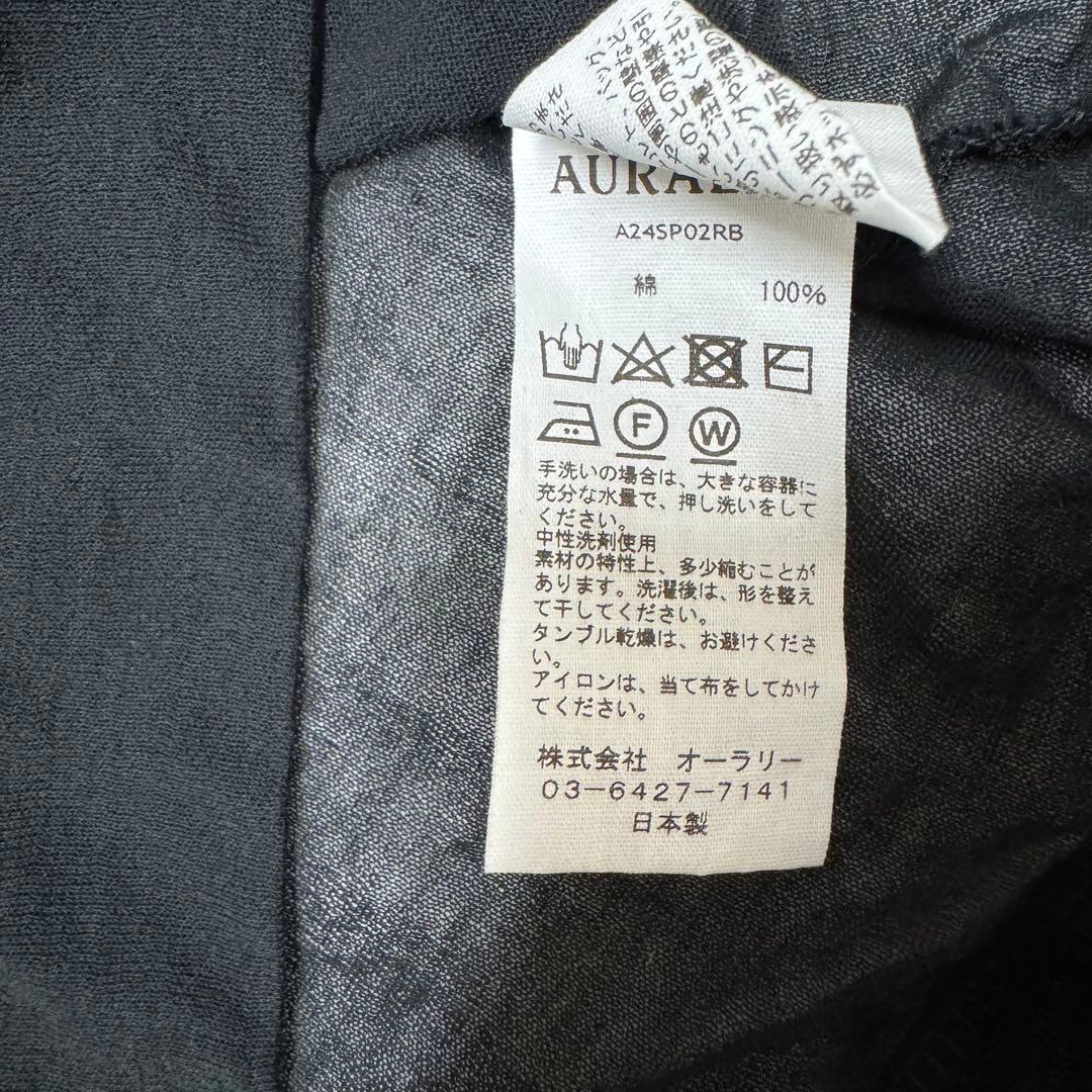 AURALEE オーラリー　ポロシャツ コットン　ブラック　黒　シアー