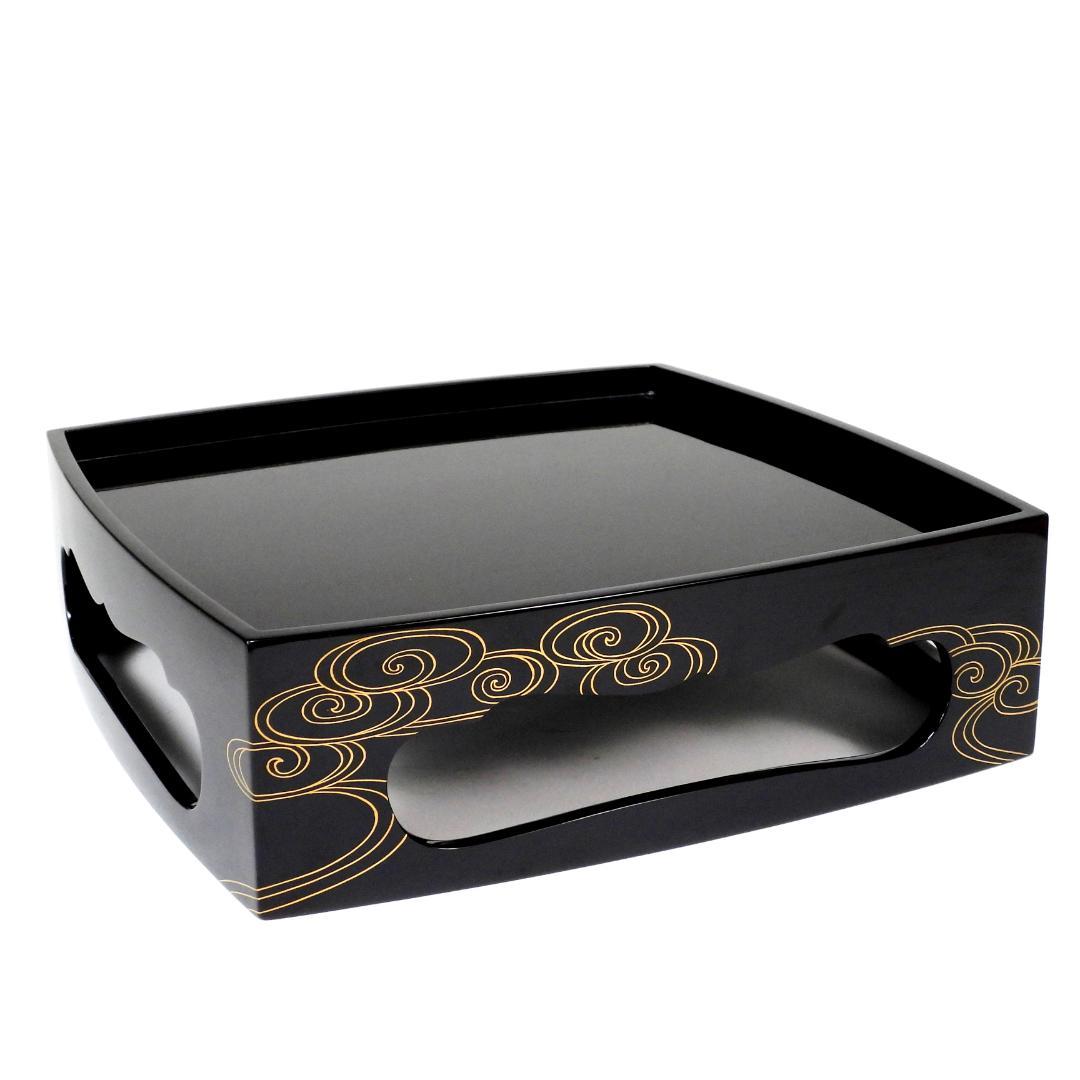 【まり】清光堂造 能登輪島塗 花筏蒔絵 四段重箱 台付 共箱