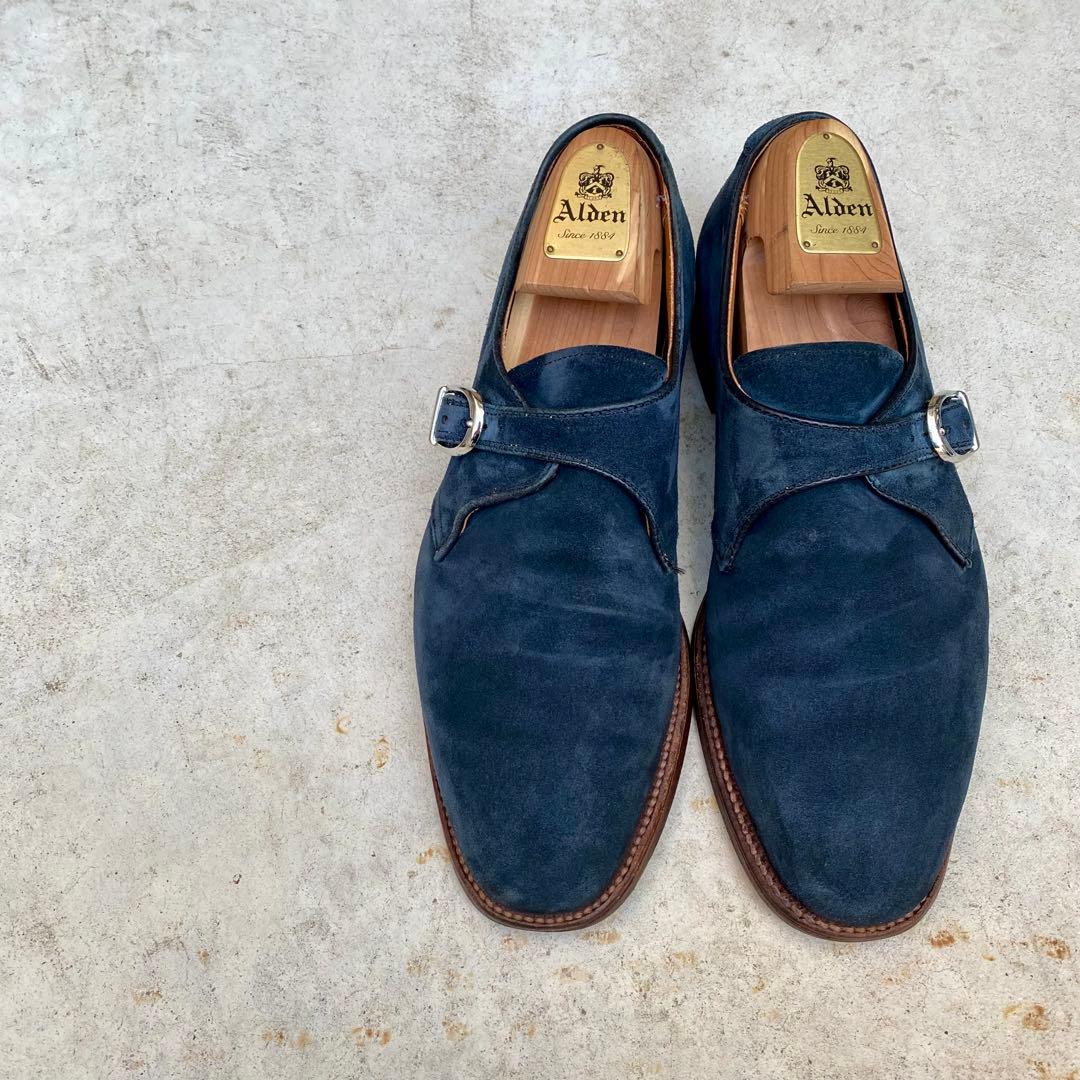 Alden17031F★サイズ9D★スエード★ネイビー★モンクストラップ