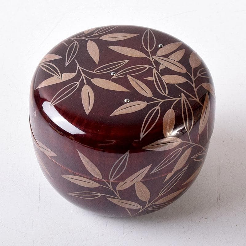 茶道具　山下泰園作　露笹蒔絵　白粉解香合　共箱　V　7732