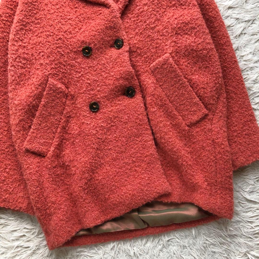 【現行 ルーマニア製】マックスマーラ　ボアコート　オレンジ　大きいサイズ　ウール