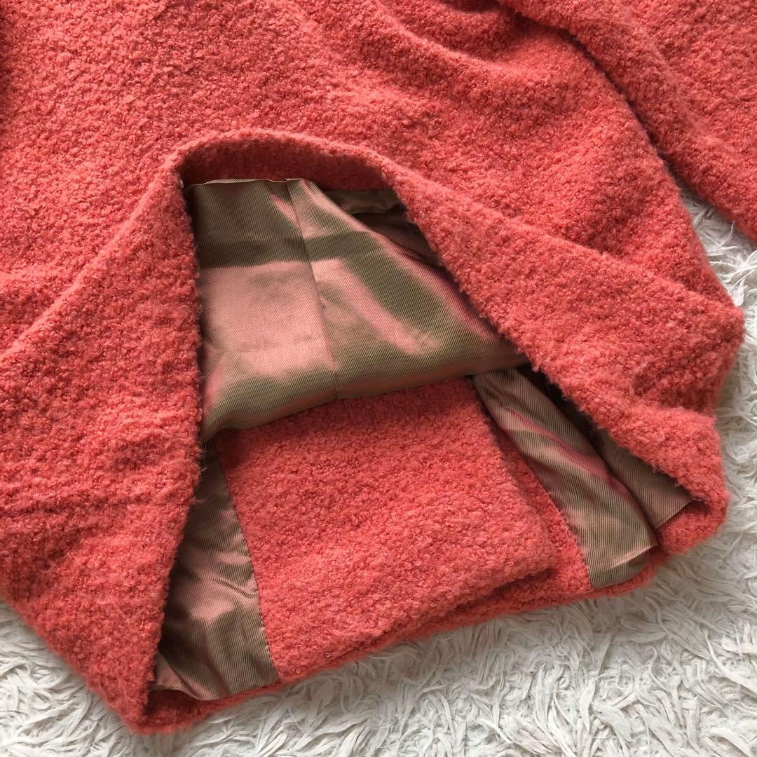 【現行 ルーマニア製】マックスマーラ　ボアコート　オレンジ　大きいサイズ　ウール