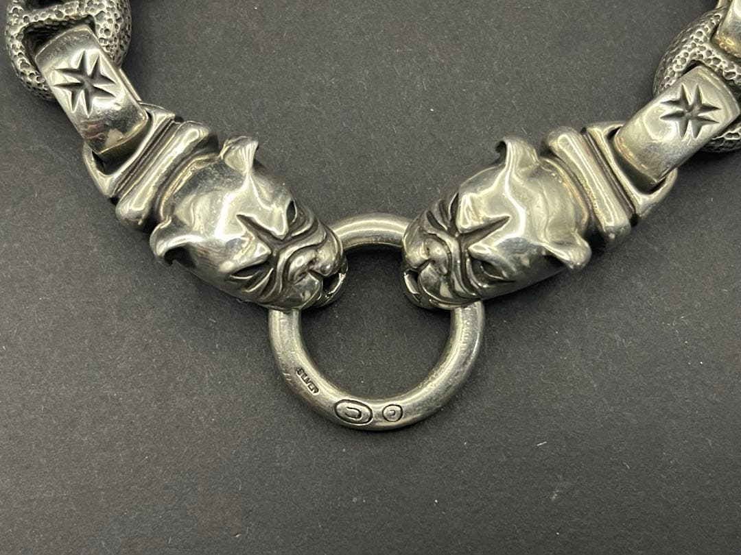 約140g シルバー925製　ブルドッグ　ブレスレット　ビンテージ