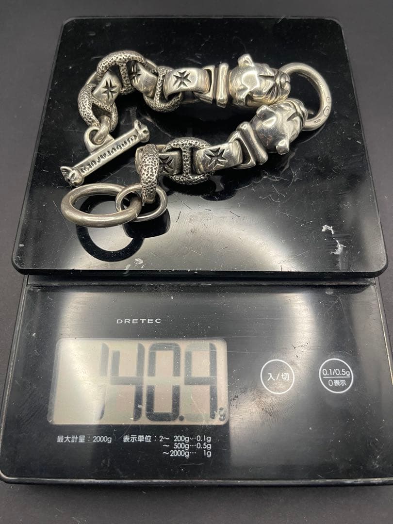 約140g シルバー925製　ブルドッグ　ブレスレット　ビンテージ