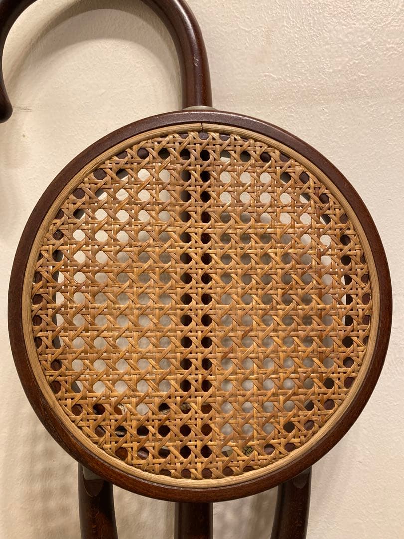 希少 秋田木工 折り畳み ステッキチェア 曲木椅子 籐張 ヴィンテージ 古道具