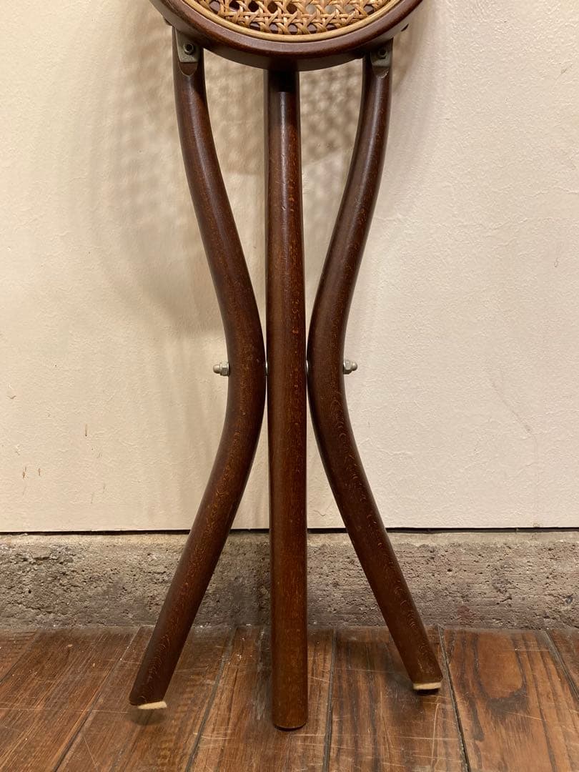 希少 秋田木工 折り畳み ステッキチェア 曲木椅子 籐張 ヴィンテージ 古道具