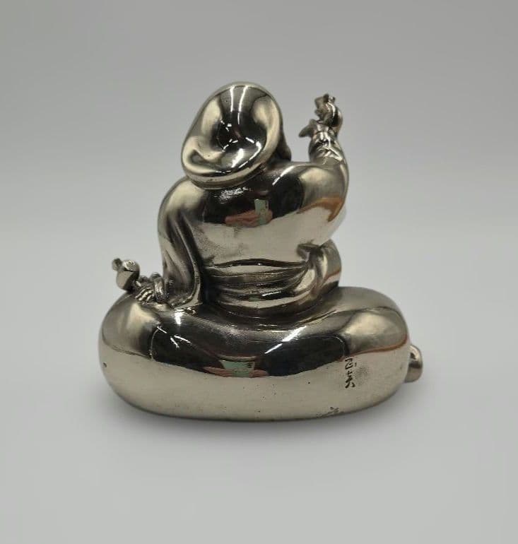 白銅ねずみ恵比寿 置物