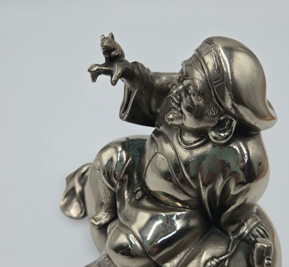 白銅ねずみ恵比寿 置物