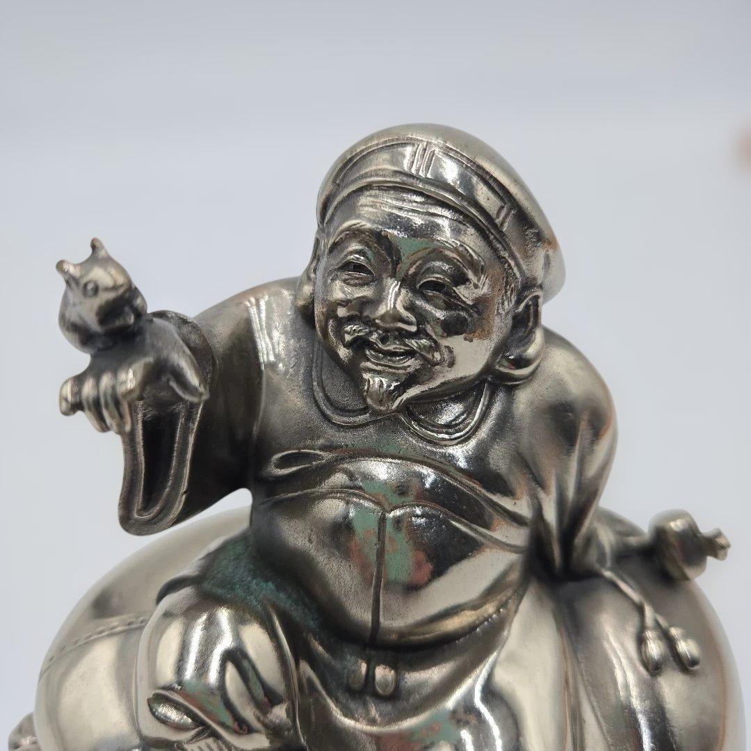 白銅ねずみ恵比寿 置物