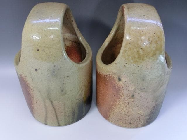 手炉■手あぶり 古い陶器の火鉢 2個 彦爵 備前 手火鉢 小火鉢 火器 骨董品■