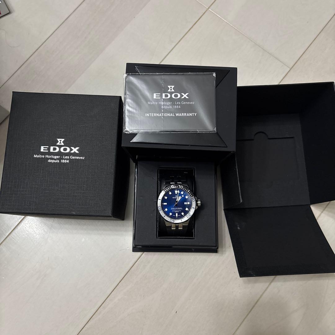 EDOX Delphin 青 ラバーベルト 時計