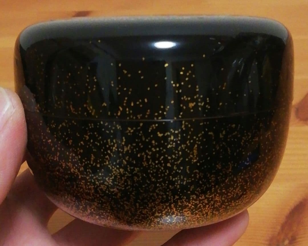 抱悦作　加州　描金　詰平目　梨地　棗　共箱　茶道具