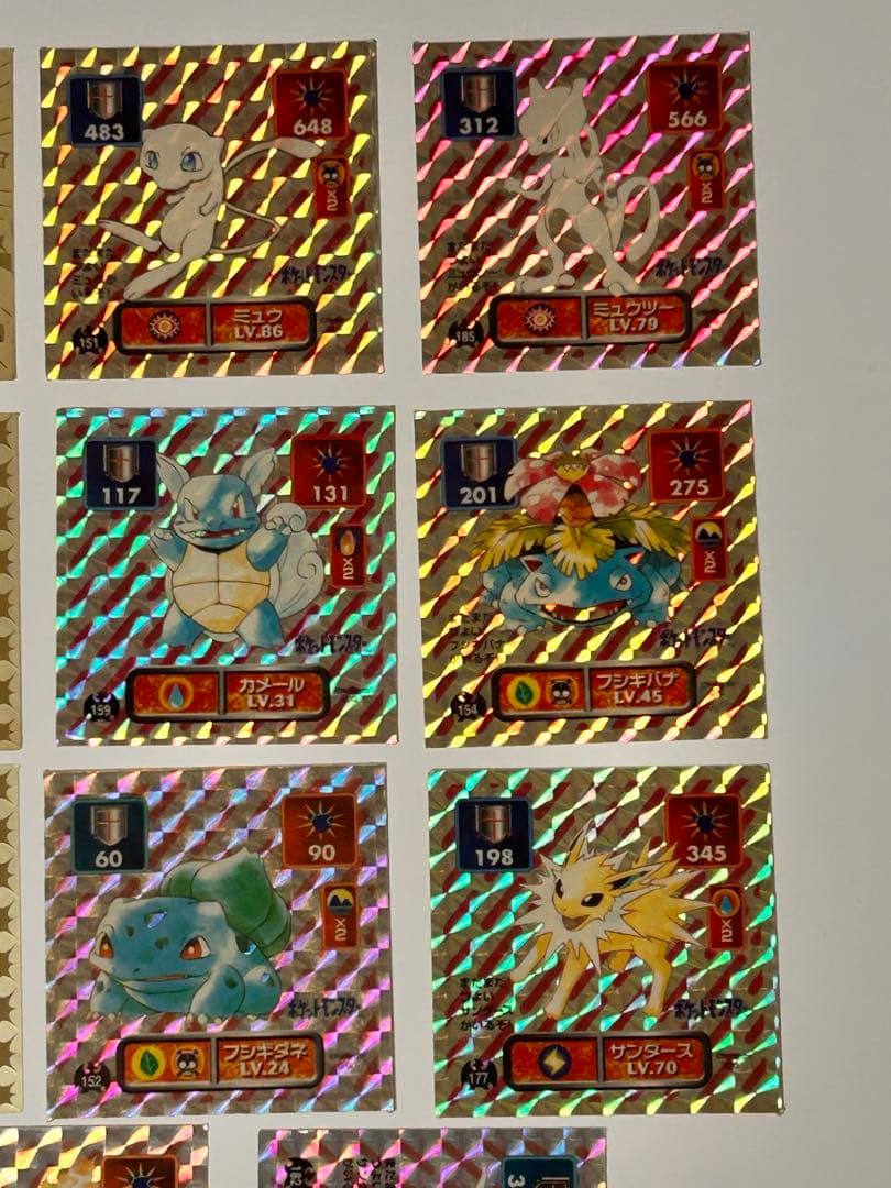 ポケモン シール烈伝初期★アマダ96年レトロシール★ミュウ、ミュウツー、カビゴン