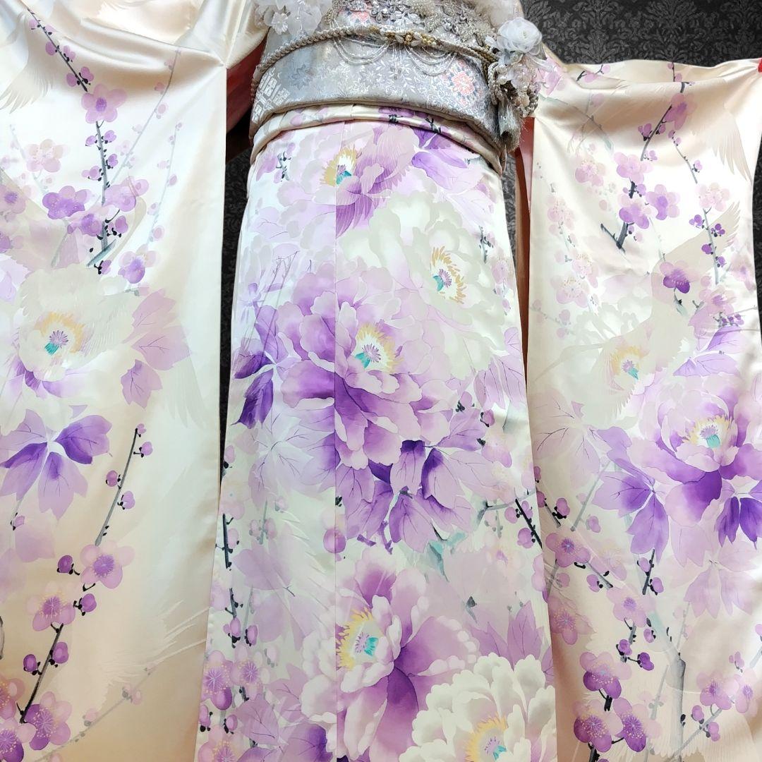 振袖フルセット(10点)・成人式・くすみ・高級手描き・大輪牡丹・胴裏正絹・逸品