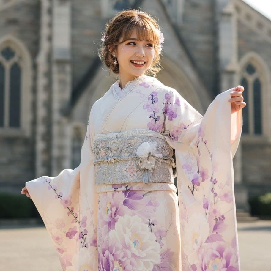 振袖フルセット(10点)・成人式・くすみ・高級手描き・大輪牡丹・胴裏正絹・逸品