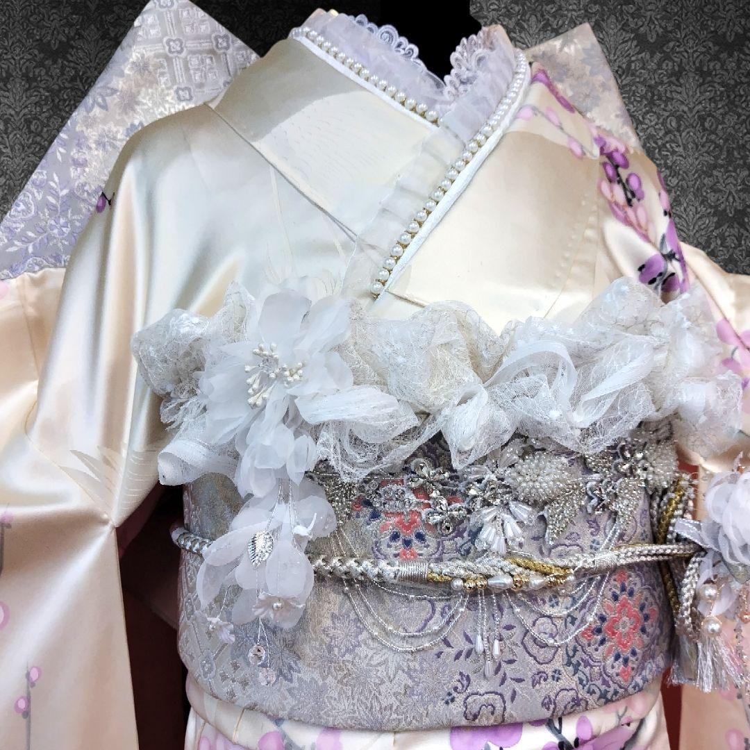 振袖フルセット(10点)・成人式・くすみ・高級手描き・大輪牡丹・胴裏正絹・逸品