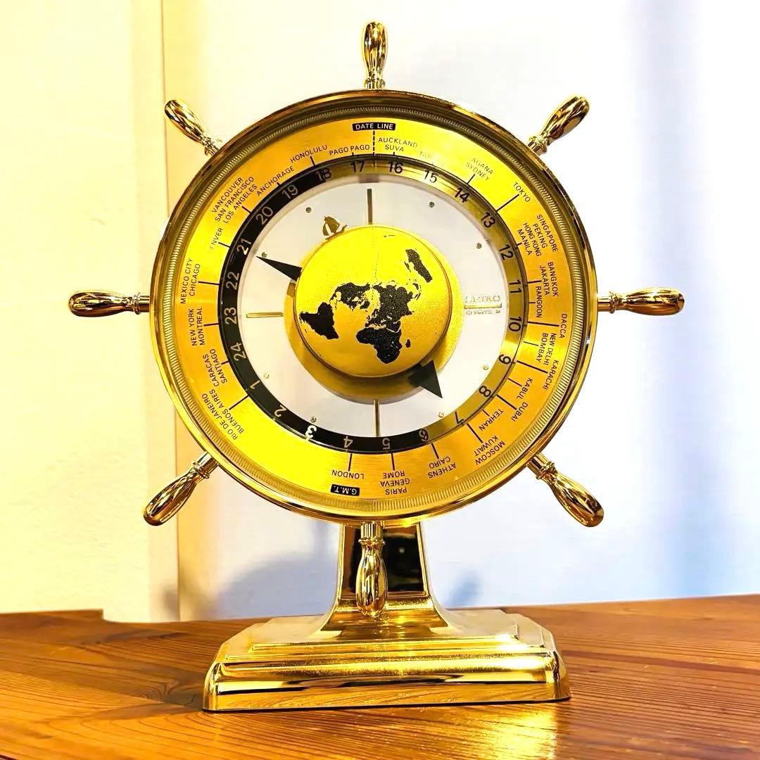 SEIKO クオーツ 世界時計 ゴールド 置時計 動作品 セイコー QZ394G