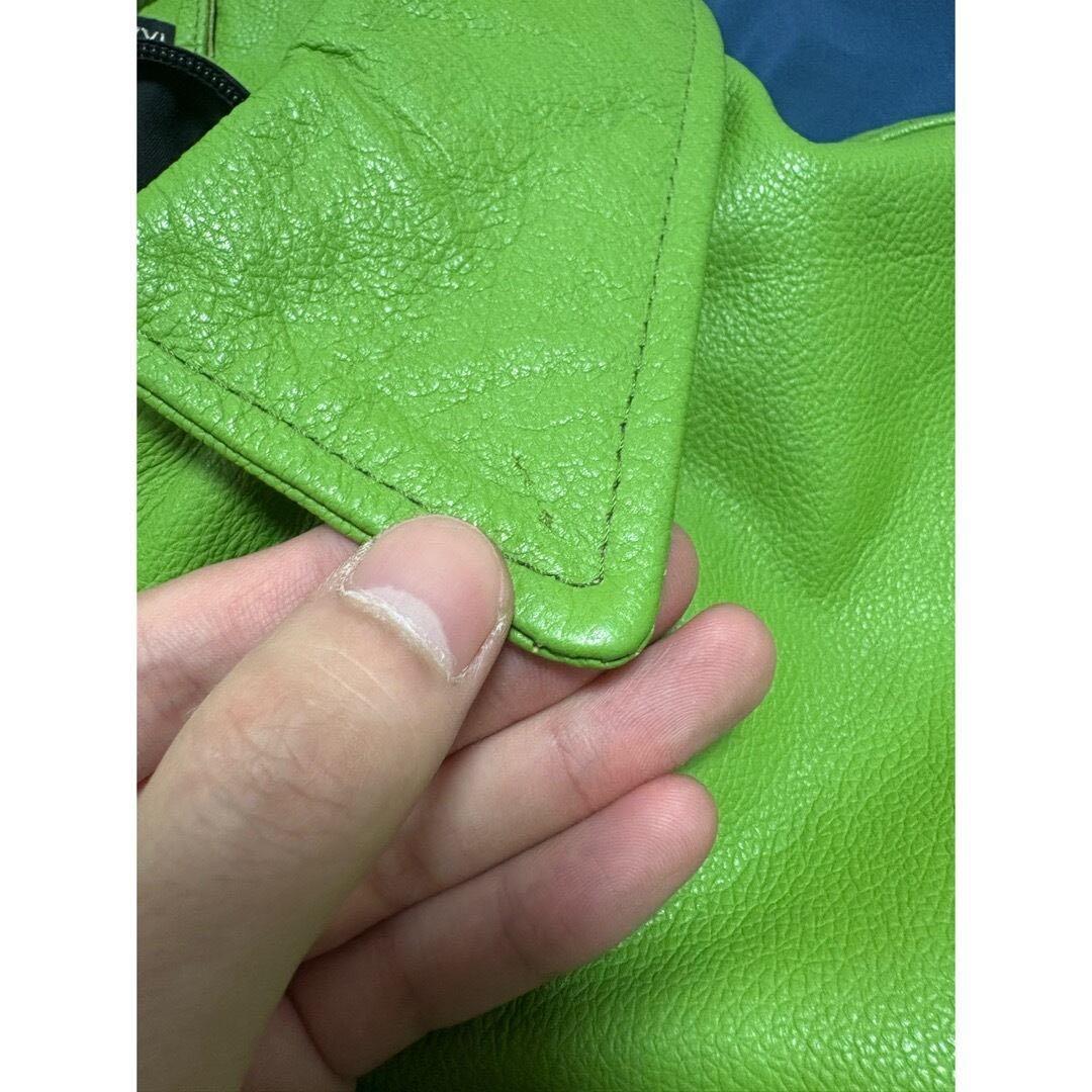 vintage 90s イグアナグリーン 短丈 オーバーサイズレザージャケット