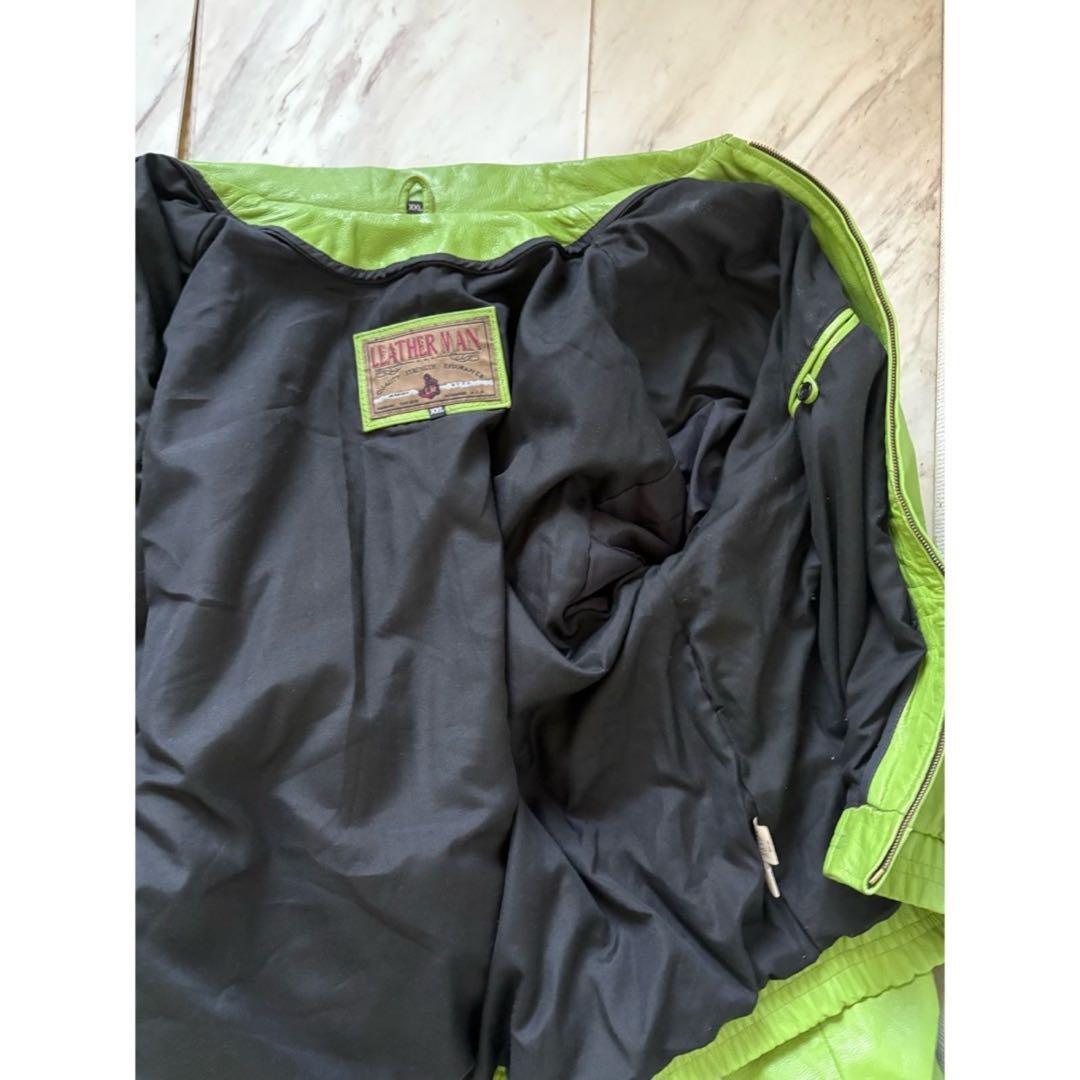 vintage 90s イグアナグリーン 短丈 オーバーサイズレザージャケット