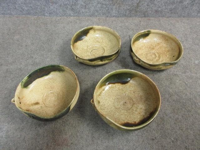 織部焼加藤作助片口4個 [B31678]
