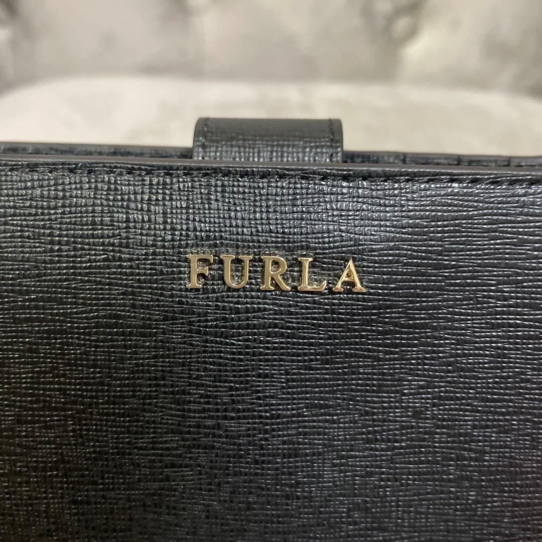 【新品未使用】FURLA フルラ　折り財布　二つ折り財布　黒　ブラック　レザー