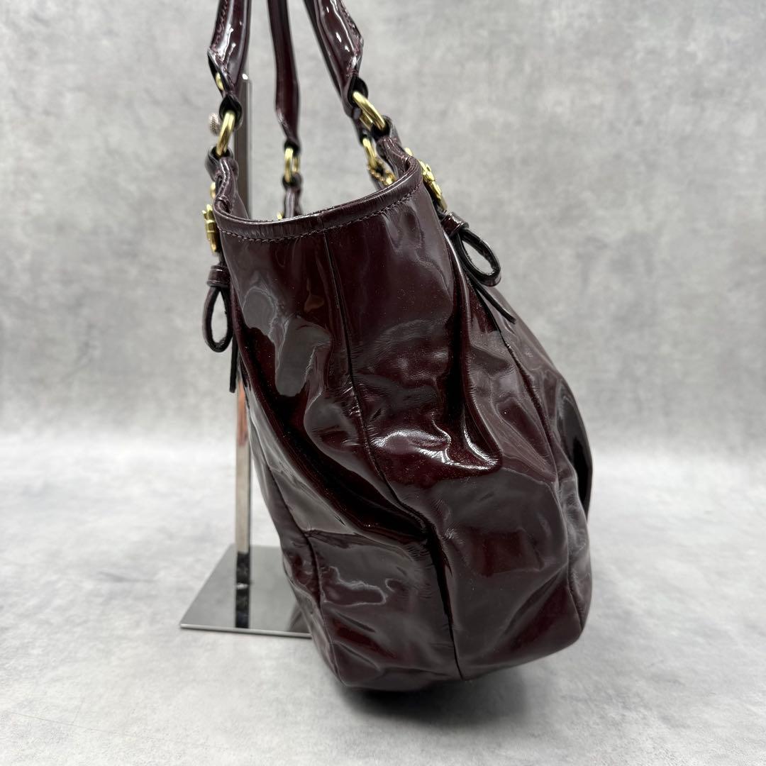 コーチ マディソン ハンドバッグ エナメル ボルドー 18610